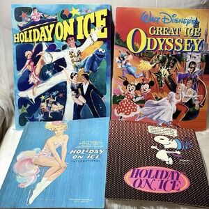 Vintage Holiday On Ice & Walt Disney Great Ice Odyssey Souvenir Program Lot Of 4